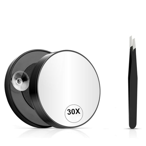 LQQBOX 30X Magnifying Makeup Mirror, Round Mirror 2 Suction Cups Facial Makeup Cosmetic Absorption Shaving Home Makeup Travel Essential (Diameter 3.39 Inches)