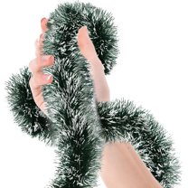 LQQBOX 50 Ft Christmas Tinsel Garland,Blackish Green Frost Tip Metallic Garland for Christmas Tree Xmas Party Decorations