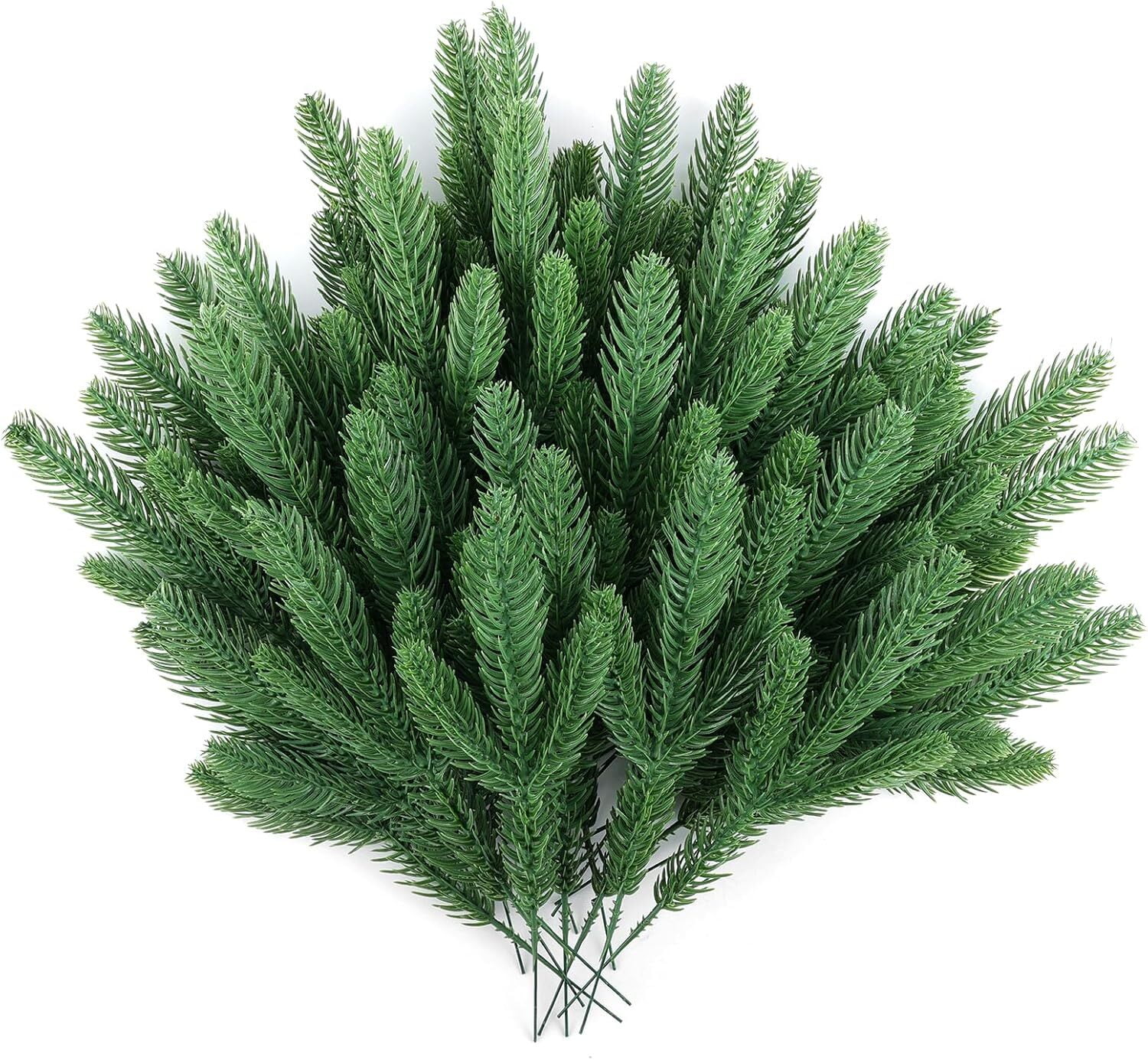 50-Piece Green Plastic Artificial Pine Branches for Outdoor Decoration