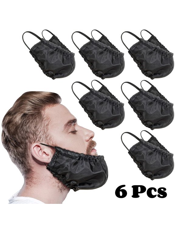 6-Piece Beard Bandana Covers Facial Beard Apron Caps Guard Bedtime Bib (Black)