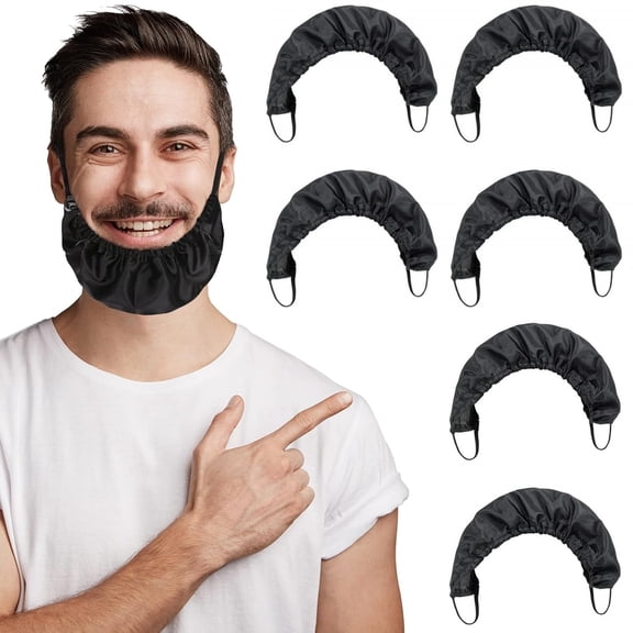 LQQBOX 6 Pieces Beard Caps Mask Beard Bonnet for Men Beard Bandana Covers Adjustable Facial Hair Apron Guard Bonnet Bedtime Bib Cap (Black)