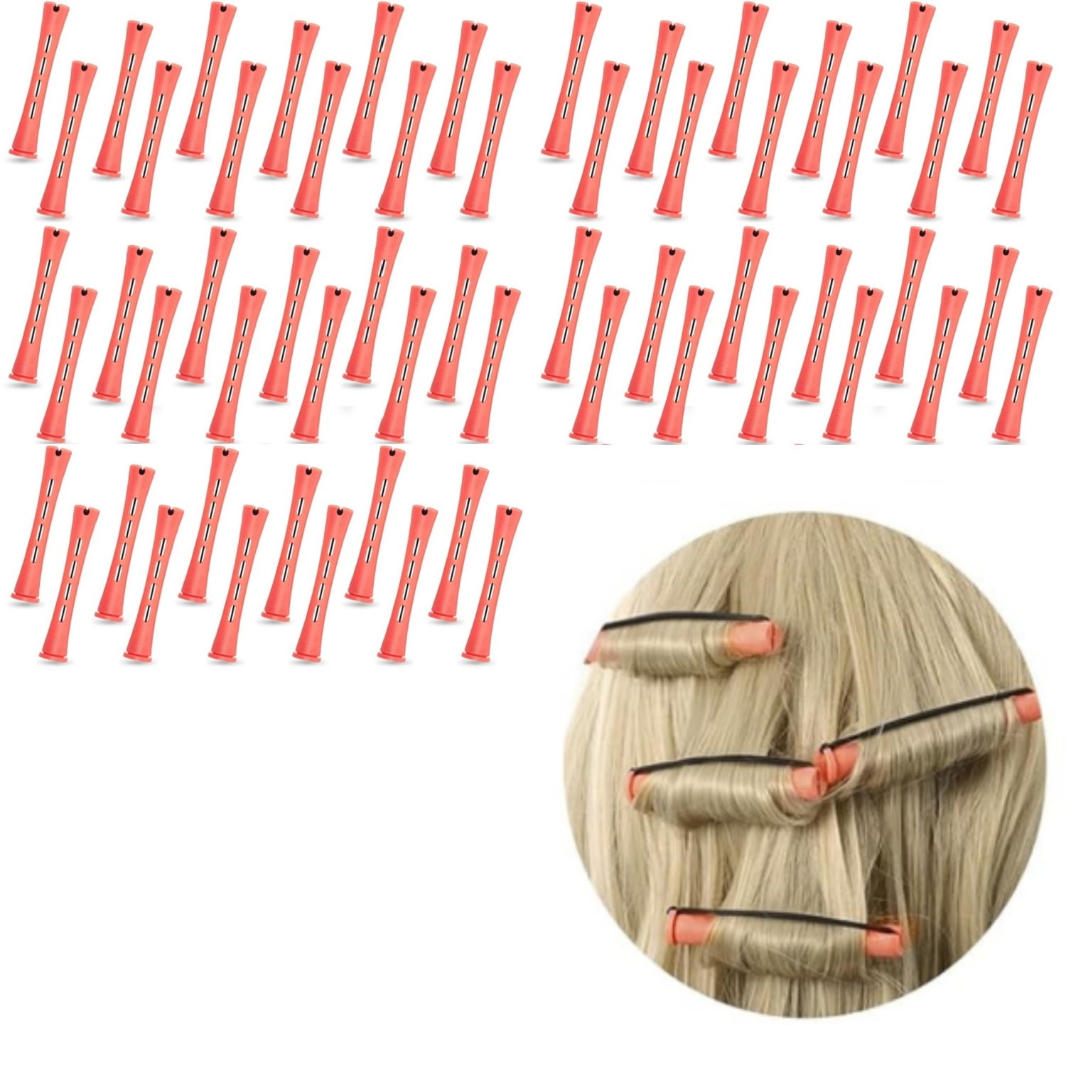 LQQBOX 60 Pcs Perm Rods Natural Long Short Hair Perm Rods with Elastic ...