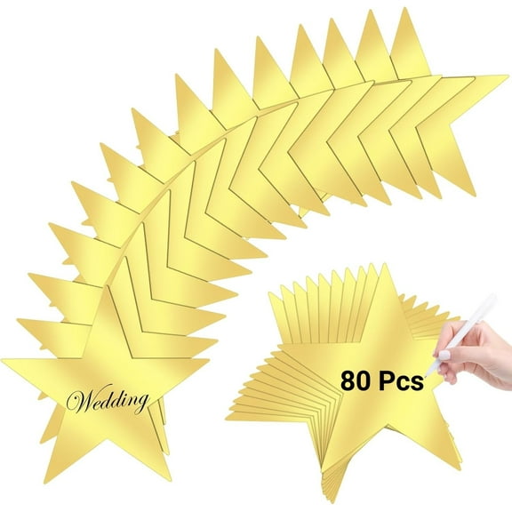 LQQBOX 80 Pcs 11.81 Inch Large Gold Stars Cutouts Gold Stars Decoration Double Printed Paper Stars for Graduation Party Decoration Bulletin Board Decoration Classroom Wedding