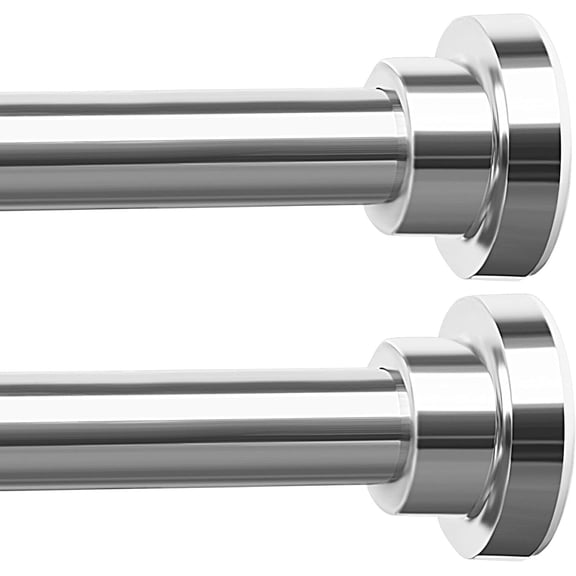 LQQBOX Adjustable Spring Tension Curtain Rods 26-74 Inches, Stainless Steel Chrome Shower Rod No Drilling for Window, Bathroom, Closet, Room Divider, 2 Pack