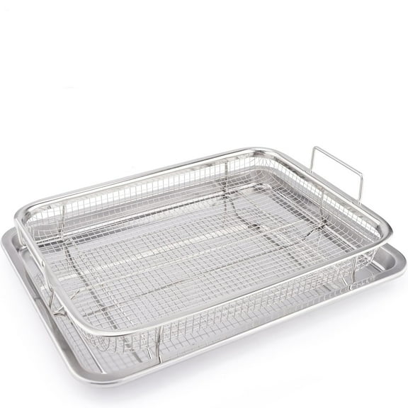 LQQBOX Air Fryer Basket for Oven, 15.43"x11.54" Large Air Fryer Basket and Tray Stainless Steel Oven Air Fryer Pan Rack for Cooking Baking and Broiling, 1 Pack
