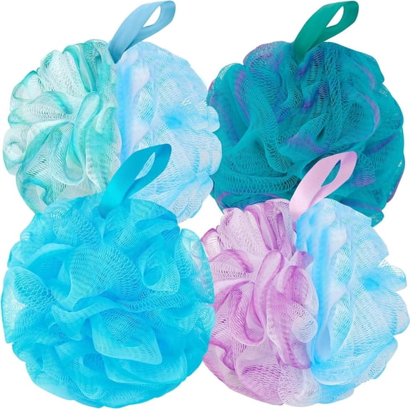 LQQBOX Bath Loofah Shower Sponge Body Back Scrubber Soft Mesh Shower Puffs Exfoliating Loofa for Women & Men Bath Accessories Cleaning Tool (4Pack 75G Loofah Sponge, Forest Fairy)