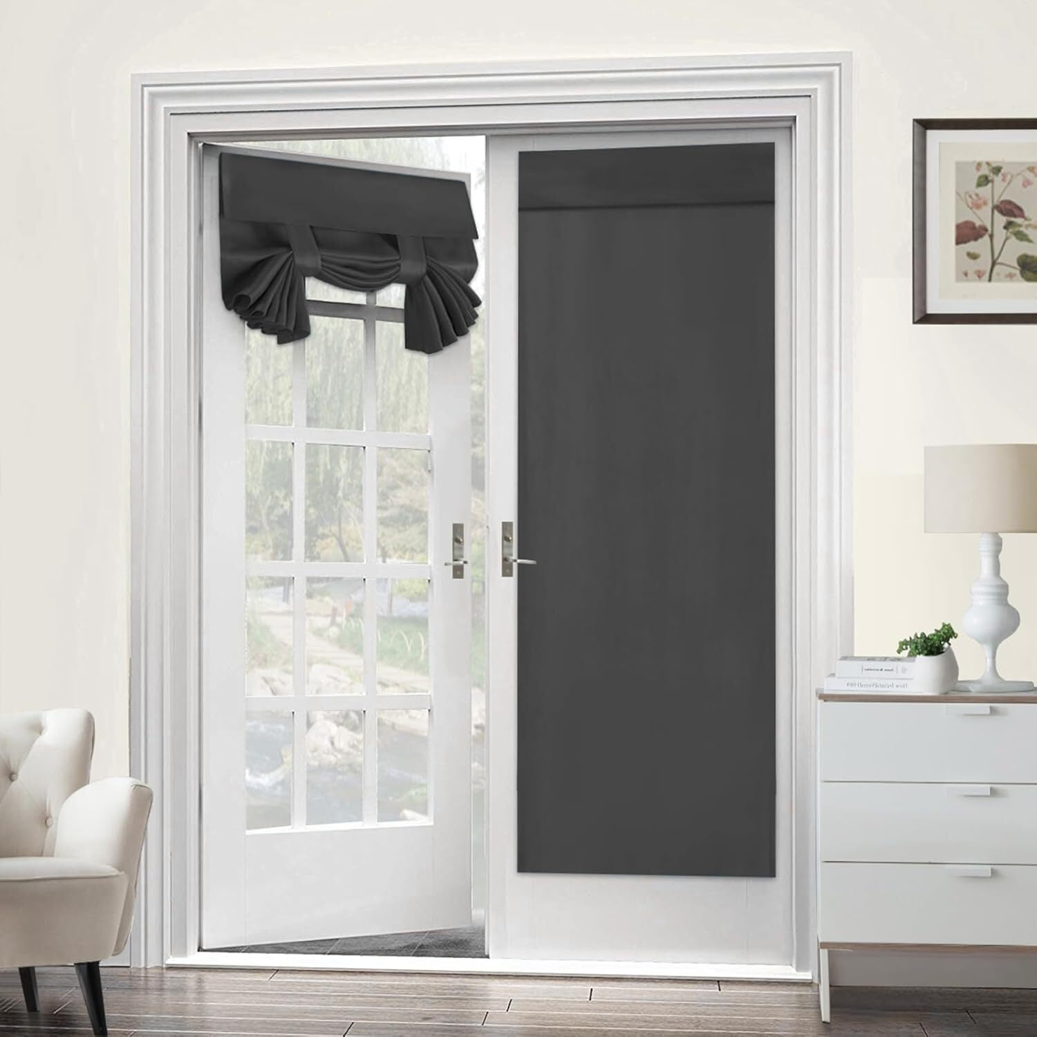 OutdoorLines Blackout French Door Curtain - Thermal Insulated Privacy Shade, W26 X L20 Inch