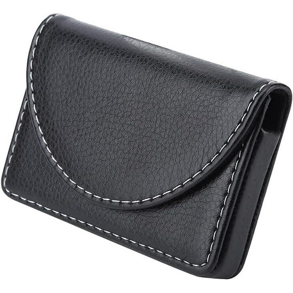 LQQBOX Business Card Holder, Professional Leather Case Wallet Bag Holder Business Card Case Pocket Name Card Holder Wallet for Men or Women(Black)