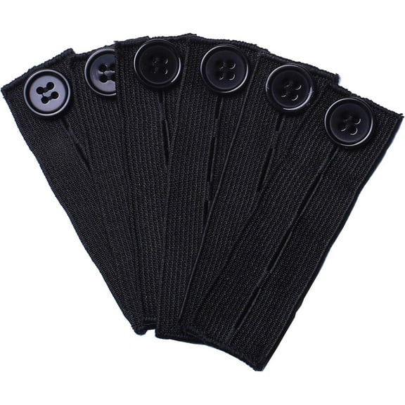 LQQBOX Button Extenders for Men and Women, Waist Extenders Adjustable for Pants, Trousers, Dress and Jeans, 6-Pack (Black)