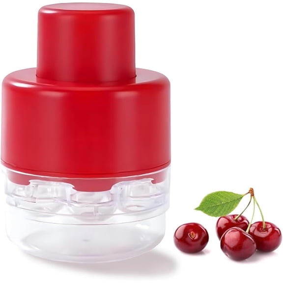 LQQBOX Cherry Pitter - Push-Down Cherry Seed Remover 7 at a Time - Portable Cherry Pitter Tool with No Handle Design for Kitchen, Cake Shop, Fruit Salad (Red)