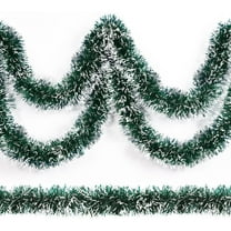 LQQBOX Christmas Green and White Tinsel Garland Xmas Tree Decorations Christmas Metallic Twist Garland Ceiling Hanging Decorations for New Year Party Birthday Holiday Indoor Outdoor Supplies, 50Ft