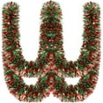 thumbnail image 1 of LQQBOX Christmas Tinsel Garland Christmas Tree Twist Garland Bulk Glitter Metallic Streamer Indoor Outdoor Hanging Xmas Decorations(Red Green, 50 Feet), 1 of 7