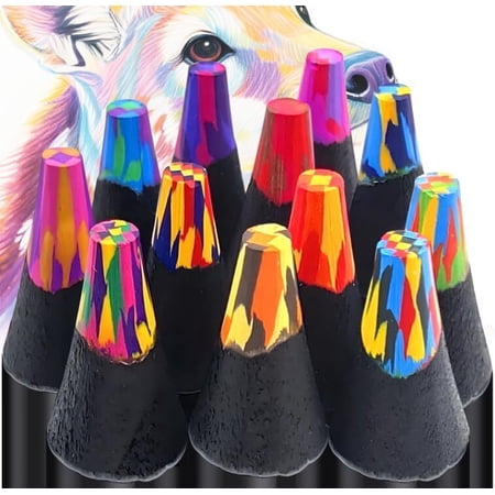 LQQBOX Colored Pencils, 12 Multicolor, Magic Jumbo Pencils for Adult Coloring, Writing Instrument