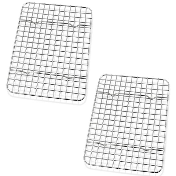 LQQBOX Cooling Racks, 2 Pack Stainless Steel Grid Wire Rack for Baking Roasting Grilling Drying, Stainless Steel Oven Rack for Chicken Bacon Cookies, Non-Toxic & Dishwasher Safe
