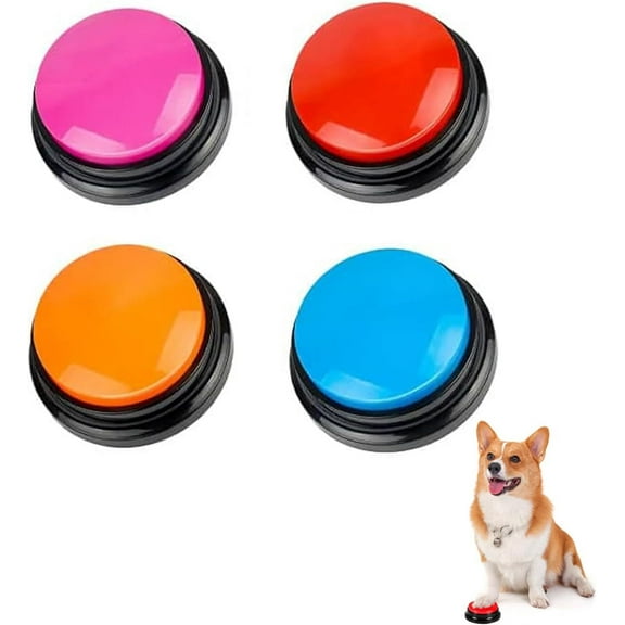 LQQBOX Dog Buttons for Communication Pet Training Buzzer, 30 Second Record&Playback, Voice Recording Clicker for Cat, Puppy, Pet Trainin, Funny Gift for Study Office Home 4 Pcs