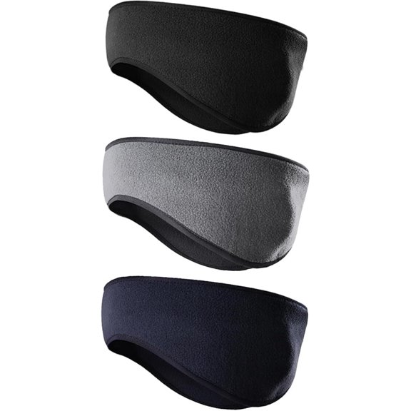 LQQBOX Ear Warmers Headband, Fleece Earmuffs Running Headband Winter Ear Covers Moisture Wicking Sweatband Ski Sport Headband for Men & Women (Black, Gray, Navy)