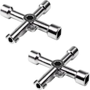 LQQBOX Electrical Cabinet Key, Surface Polished Antirust 4 Way Utilities Key,Triangle/Square/Panel Cross Key for Faucet,Gas Meter,Valve,Spigots,Electrical Cabinet Opening,2 Pcs