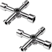 LQQBOX Electrical Cabinet Key, Surface Polished Antirust 4 Way Utilities Key,Triangle/Square/Panel Cross Key for Faucet,Gas Meter,Valve,Spigots,Electrical Cabinet Opening,2 Pcs