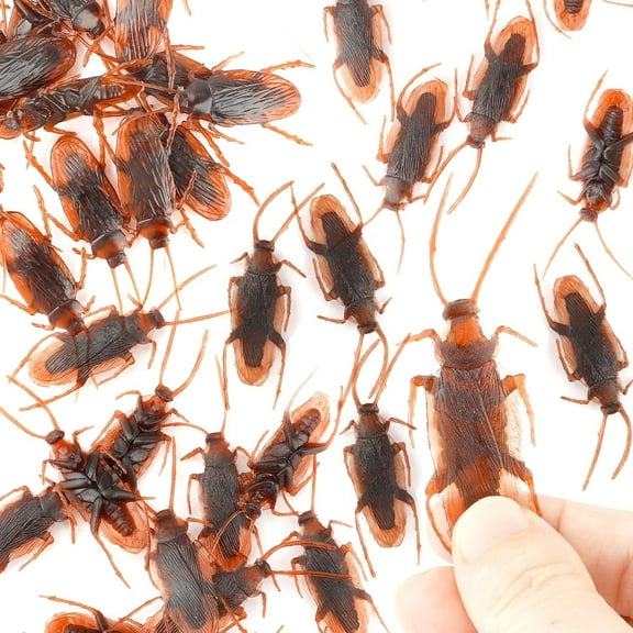 LQQBOX Fake Roaches, Prank Fake Cockroaches, 100PCS Plastic Fake Roach Funny Trick Joke Toys, Realistic Fake Cockroaches Bugs Prank Novelty Gag Gifts for Halloween Christmas Party Decoration, Brown