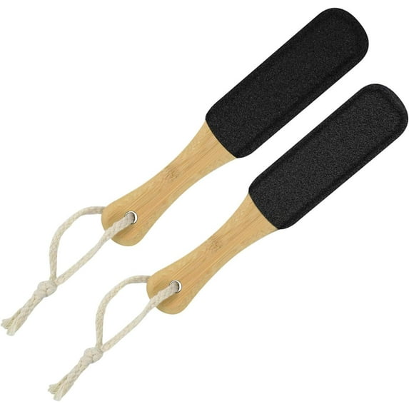 LQQBOX Feet Scrubber Handle Wooden Foot File Callus Remover Professional Pedicure Foot Rasp Removes for Cracked Heels Dead Skin Corn Hard Skin(2Pcs,Black)