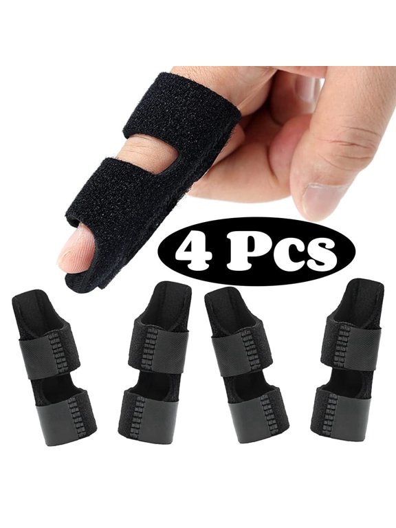 Finger Splint, Universal Trigger Finger Brace for Broken/Arthritis Pain and Sprain Relief, Splints for Middle, Index, Ring (4 Pack,Black)