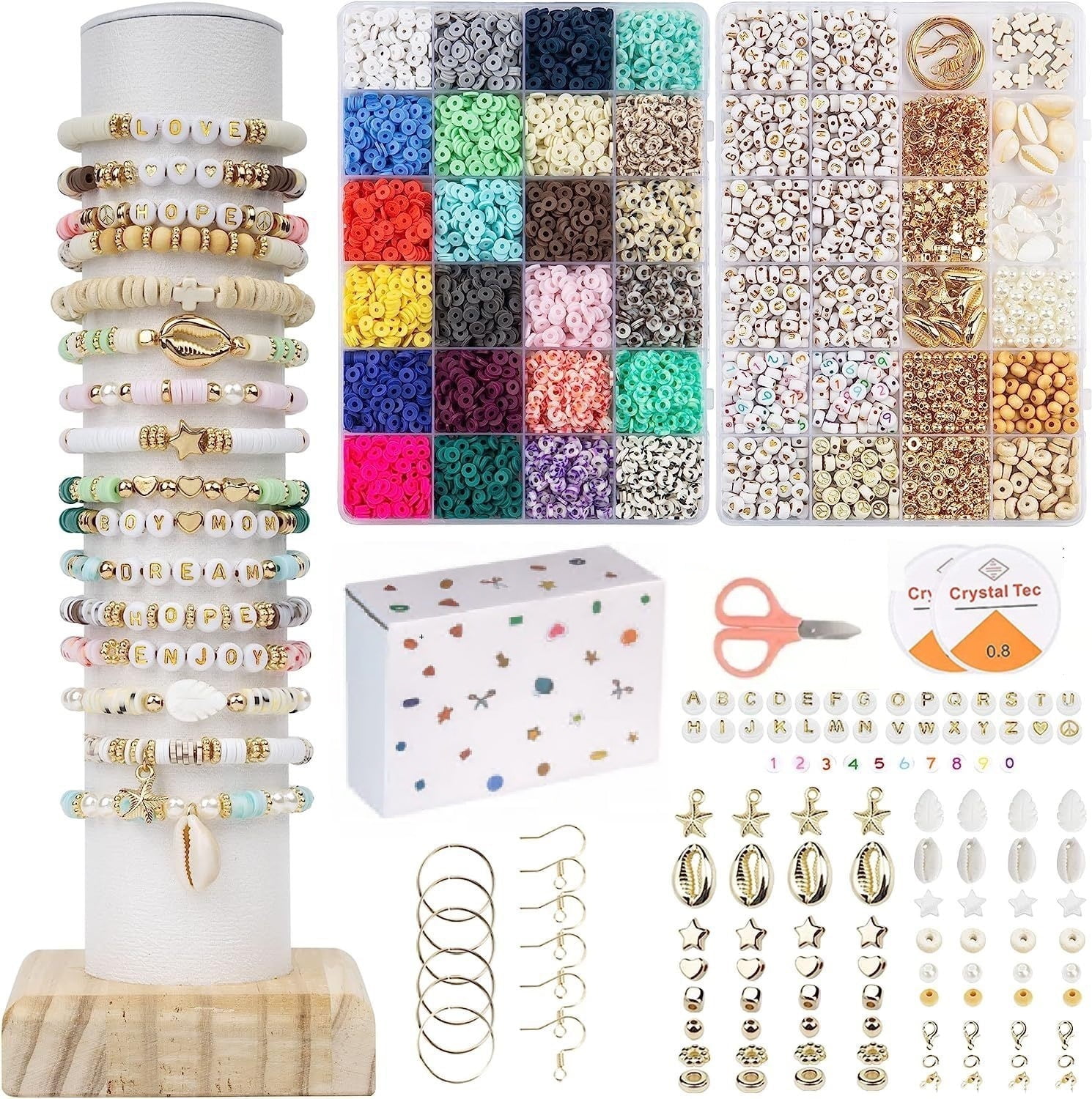LQQBOX Friendship Bracelet Kit Concert Bracelets, 7200 pcs 24 Colors Bracelet Making Kit Clay Beads with Number Letter Beads Set Birthday Party Merch Gift for Women Kids Teen Crafts Jewelry Making