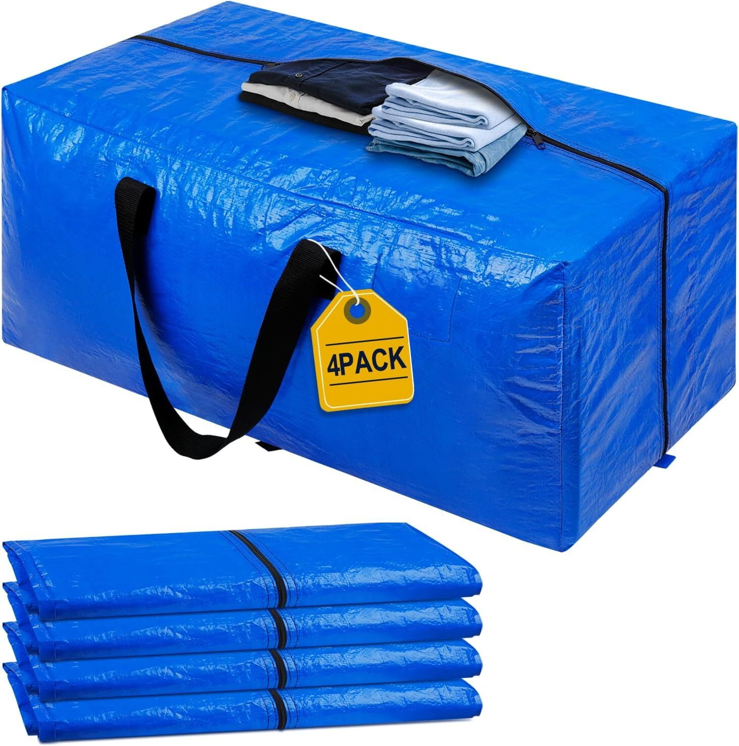 ZIZINET Moving Bags, Extra Large Strong 90L Large Bags With Backpack Straps, Handles, Zippers And Tag Bag For Moving Moving, Travel, Camping, Garden Tools, Holiday Decorations