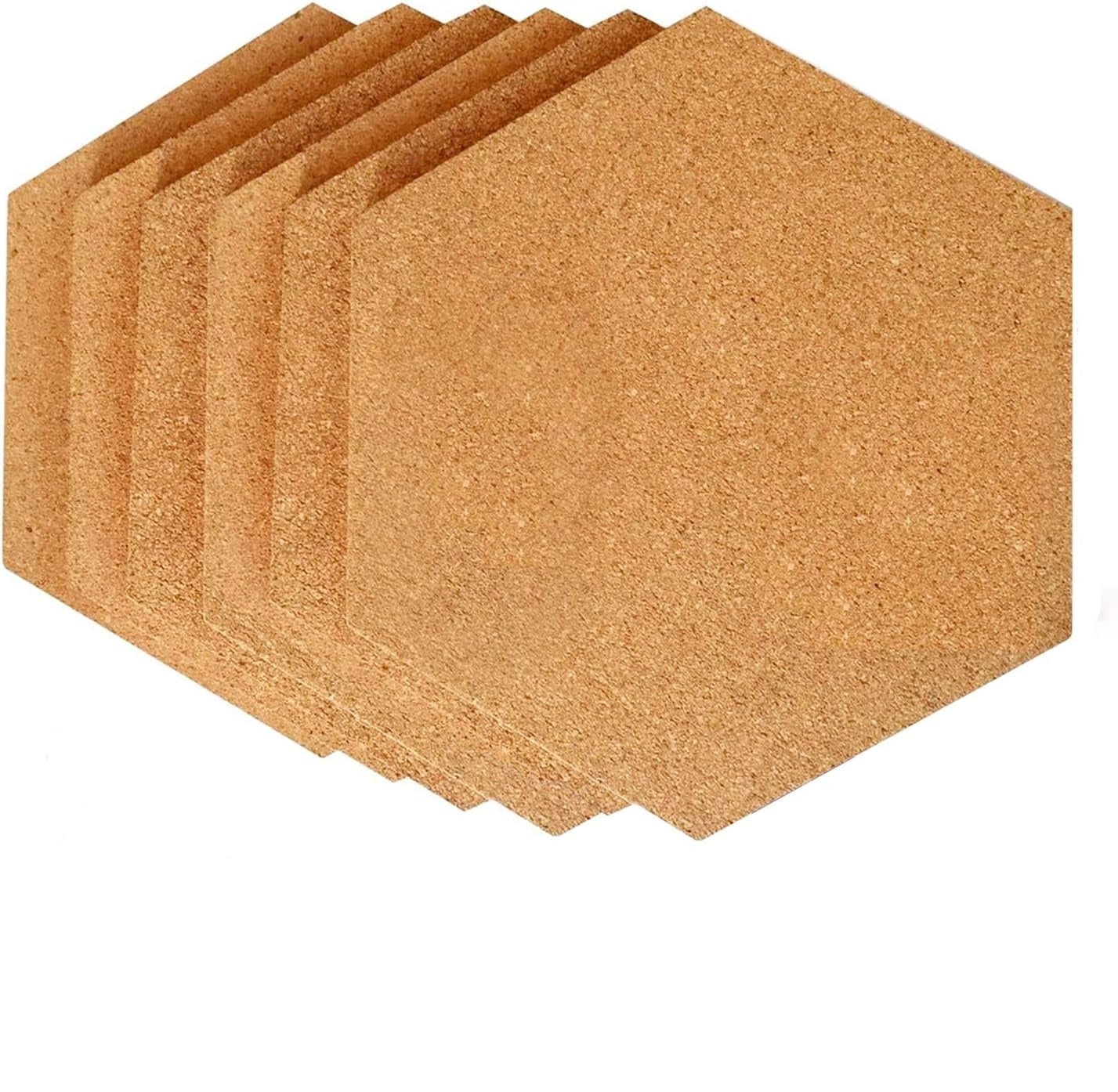 LQQBOX Hexagon Cork Board Tiles 6 Pack Self-Adhesive Corkboards for Wall Pin Board Decorative Bulletin Board for Office Home Kitchen