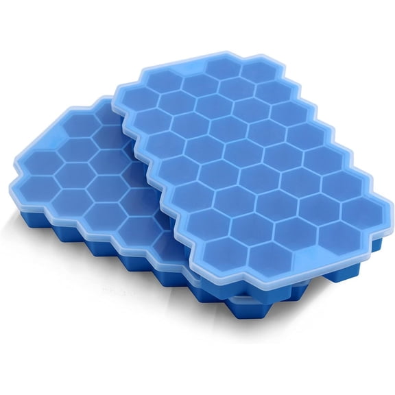 LQQBOX Ice Cube Tray, 2 PCS Silicone Flexible Ice Cube Tray,Easy Releases Reusable Ice Cube, 37 Ice Cubes, Great for Chilling Drinks, Cocktail Bars or Iced Coffee Cups（Blue）