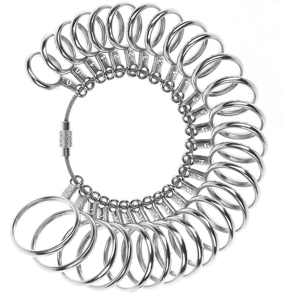 LQQBOX Jewelry Sizers Stainless Iron Ring Size 0-13 Finger Ring Sizing Measuring Tool Ring Sizer Gauge Set Circle Models with Reusable Ring Sizer Belt
