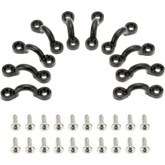 LQQBOX Kayak Pad Eye Deck Loops Tie Down with Screws for Kayak Rigging Boat(10Pcs,Black)