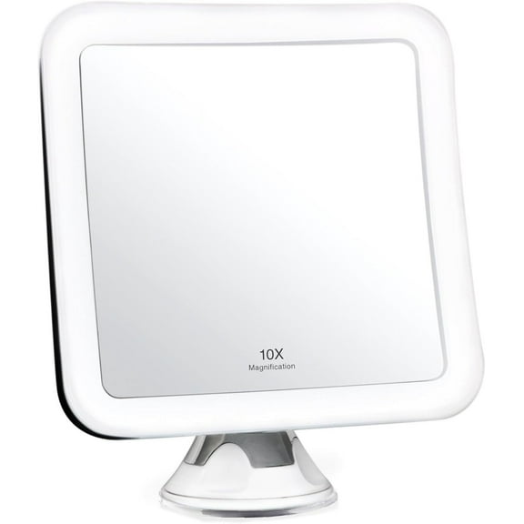 LQQBOX LED Lighted 10X Magnifying Makeup Mirror, Power Locking Suction Cup, Bright Diffused Light and 360 Degree Rotating Adjustable Arm, Portable Cordless Home and Travel Bathroom Vanity Mirror