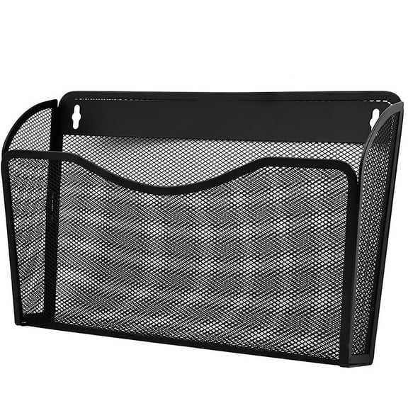 LQQBOX Mesh Hanging Wall File Holders, Vertical Mounted File Holder, Wall Basket Mail Organizer for Office, Home and School, 1 PC, Black