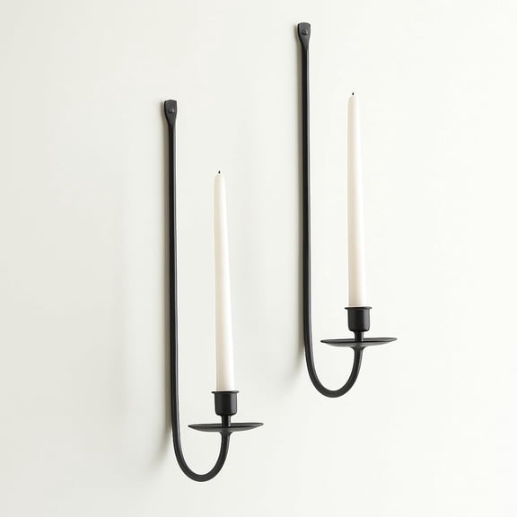 LQQBOX Metal Wall Candle Sconce Holder Set of 2 Wall Mount Candle Holders Modern Wall Candle Sconces Hanging for Living Room Farmhouse Fireplace Wedding (Black)