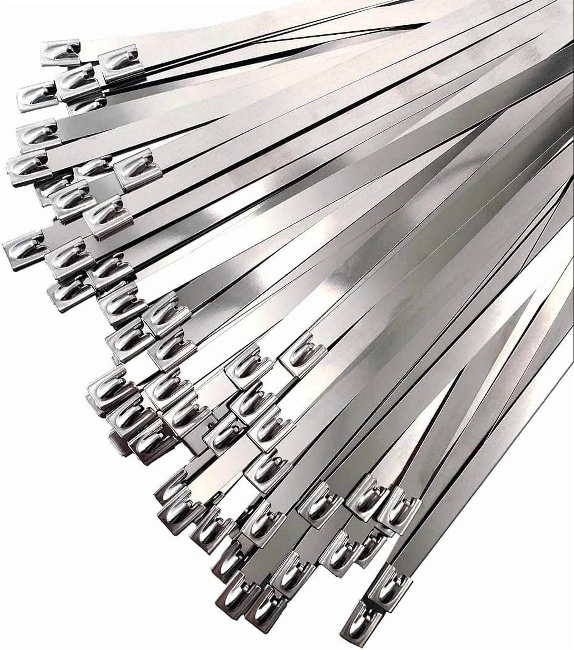 LQQBOX Metal Zip Ties Stainless Steel Cable Tie 11.8 Inch (100 Pcs