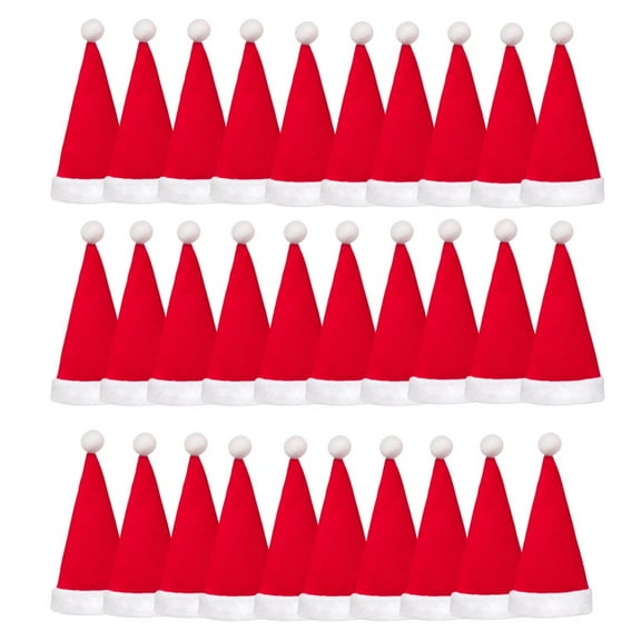 LQQBOX Mini Red Santa Hats,30 Pieces Christmas Hat for Crafts 2.36 x 5.1 Small Santa Hats for Xmas Party Table Dinner Decorations