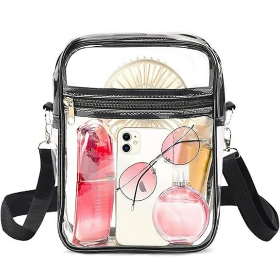 LQQBOX PVC Clear Purse Clear Crossbody Bag with Front Pocket for Concerts Sports Festivals
