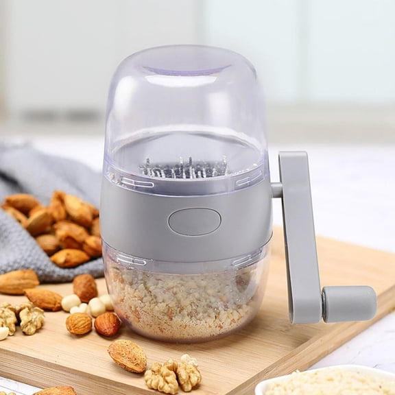 LQQBOX Portable Manual Hand Nut Chopper for All Nuts Walnut Pecans, Hand Crank Nut Grinder in Grey
