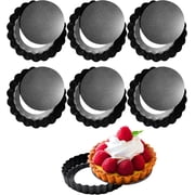 LQQBOX Quiche Pans,Mini tart Pan with Removable Bottom,Non Stick Small Pie Tins for Baking,4 Inch,Set of 6 Black
