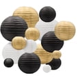 thumbnail image 1 of LQQBOX Round Chinese Paper Lantern, 16pcs Paper Lanterns Decorative, Hanging Paper Lanterns Decoration for Weddings, Graduation, Birthdays, Parties and Events, Assorted Sizes (Black/Gold/White), 1 of 7