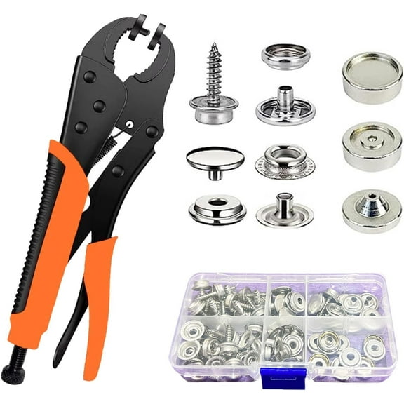 LQQBOX Snap Fasteners Tool,Adjustable Snap Setter Tool Includes 40 Sets Snap for Boat Cover Furniture Tent,15mm Metal Leather Snap Buttons Snap Kit Socket Canvas for DIY Craft,Clothing,Jeans,Wallets