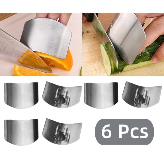 LQQBOX Stainless Steel Finger Guard, Multifunctional Finger Protector for Cutting Food Slicing Finger Guard, Protector Avoid Hurting When Slicing and Dicing Kitchen (6Pcs)