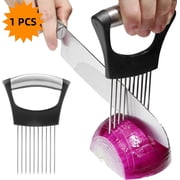 LQQBOX Stainless Steel Onion Holder for Slicing, Onion Slicer Holder, Onion Cutter for Slicing of Onions, Tomatoes, Avocados, Eggs and Other Vegetables, KItchen Utensils