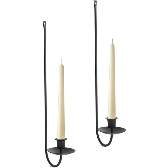 LQQBOX Wall Candle Holder Set of 2, Stylish Black Metal Wall Mount Candle Sconces, Modern Wall Decoration for Living Room, Farmhouse, Fireplace, and Weddings