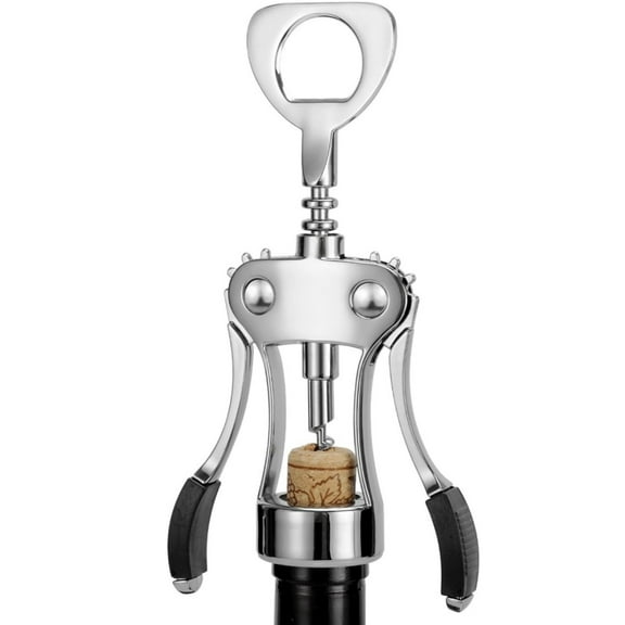 LQQBOX Wine Opener, Zinc Alloy Wine Bottle Opener, Wing Corkscrew Heavy Duty, Manual Multifunctional Cork Screw for Waiter, Silver