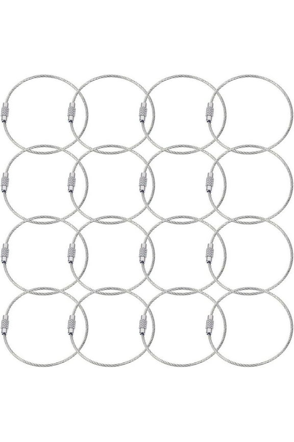 Wire Keychain Cable (20 Pieces, 5.91 / 15cm) - 1.5mm Thick Stainless Steel Keyring Wire Loops w/Secure Screw Lock for Hanging Luggage Tags & Organizing Keys