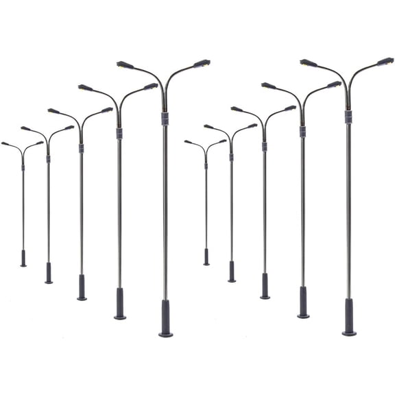 LQS13 10pcs Model Railway Train Lamp Post Street Warm White Lights HO OO TT Scale LEDs New