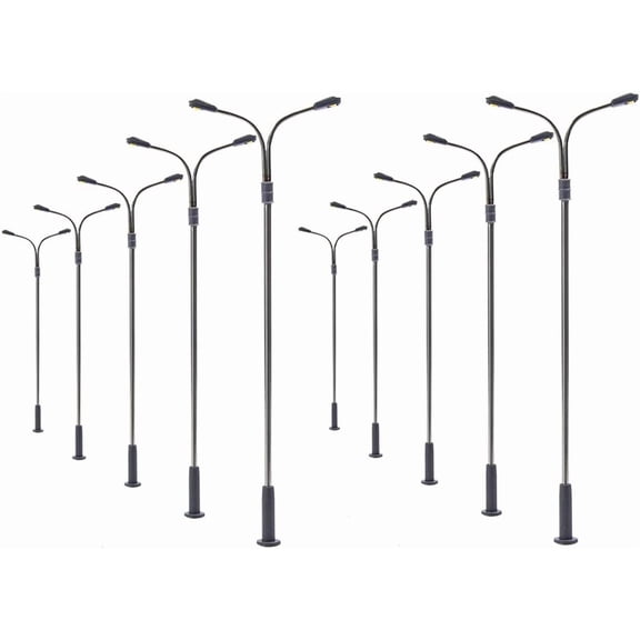 LQS13W 10pcs Model Railway Train Lamp Post Street Lights HO OO TT Scale LEDs New