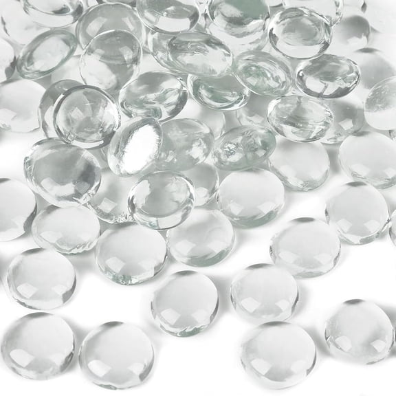 LQSEO 1 Lb Glass Beads,Clear Flat Glass Marbles,Vase Fillers|Aquarium Decor,Fish Tank Rocks Diy Crafts,Table Scatter Decor,Clear Flat Glass Marbles Glass Beads for Vases