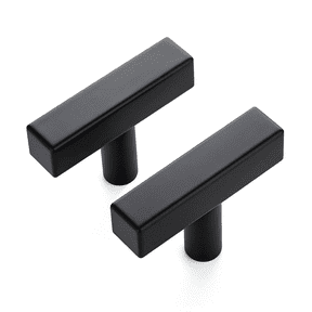 LQSEO 10 Pack Black T Bar Square Cabinet Knobs 2In Cabinet Pulls | Matte Black Finish, Solid Metal, Easy Install, Screws Included, Hardware, Kitchen, Bathroom, Drawers, Cabinets